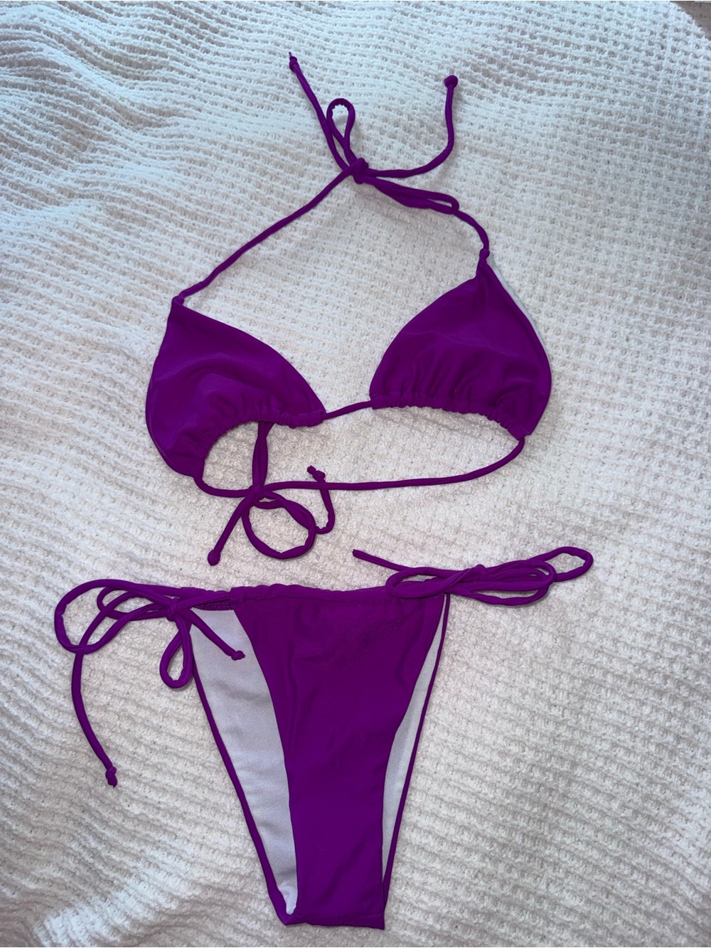 SHEIN Purple Triangle Tie-Side Bikini Set